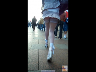 peeping up girls' skirts (voyeur, spying, lace panties, pantyhose upskirt, flashing, showing)